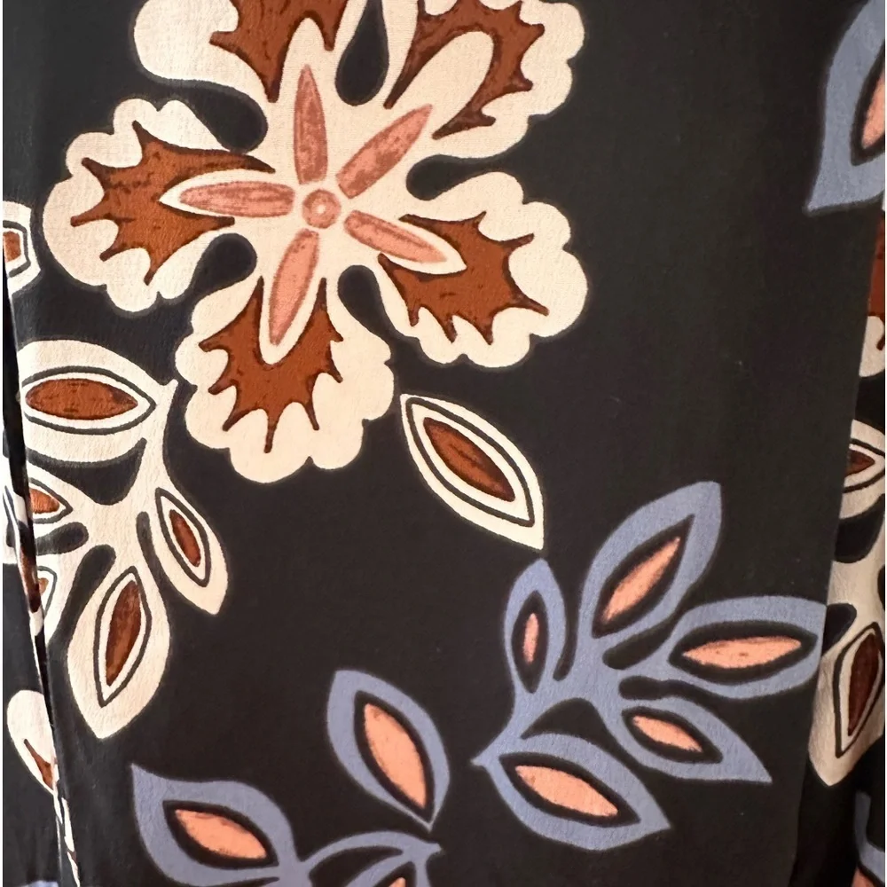 TORY BURCH Floral Jane Black Hopewell Bohemian Shirtdress